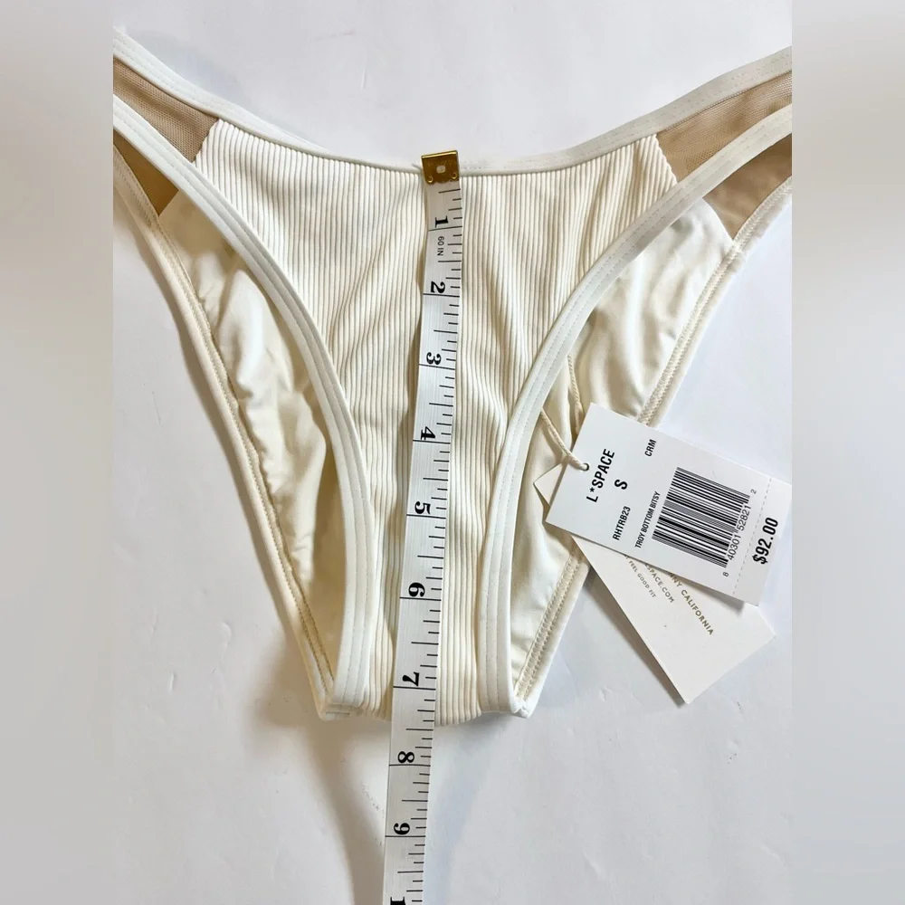 L*Space Cream mesh side Bikini Swimwear bottom S